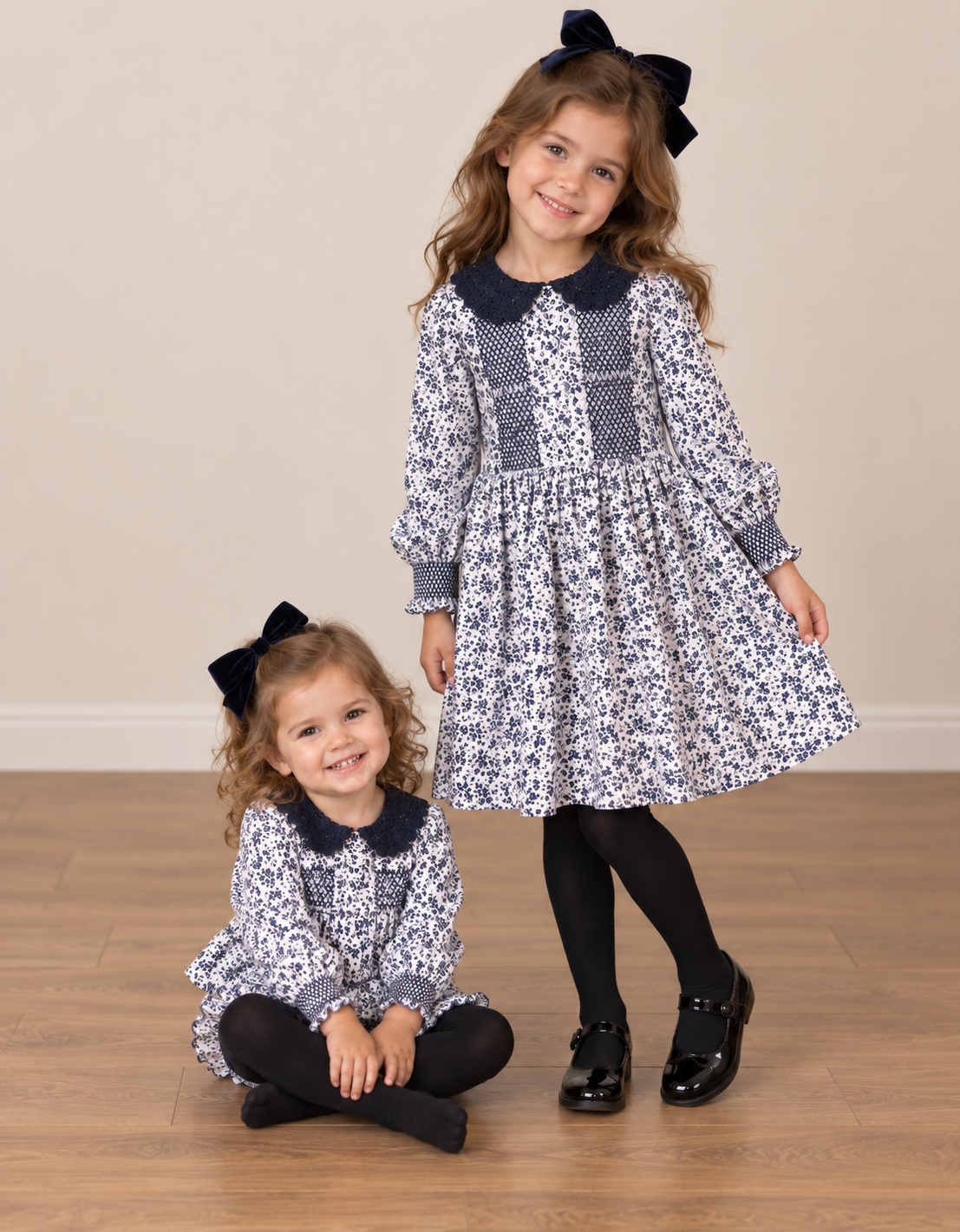 Girls Corduroy Floral Dress