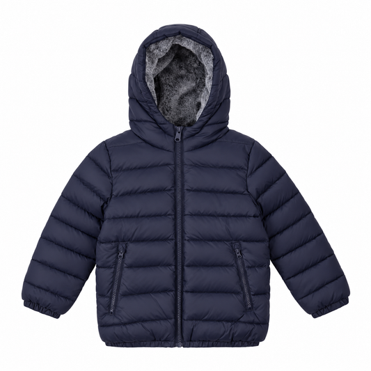 Boys Navy Basic Classic Puffer Coat