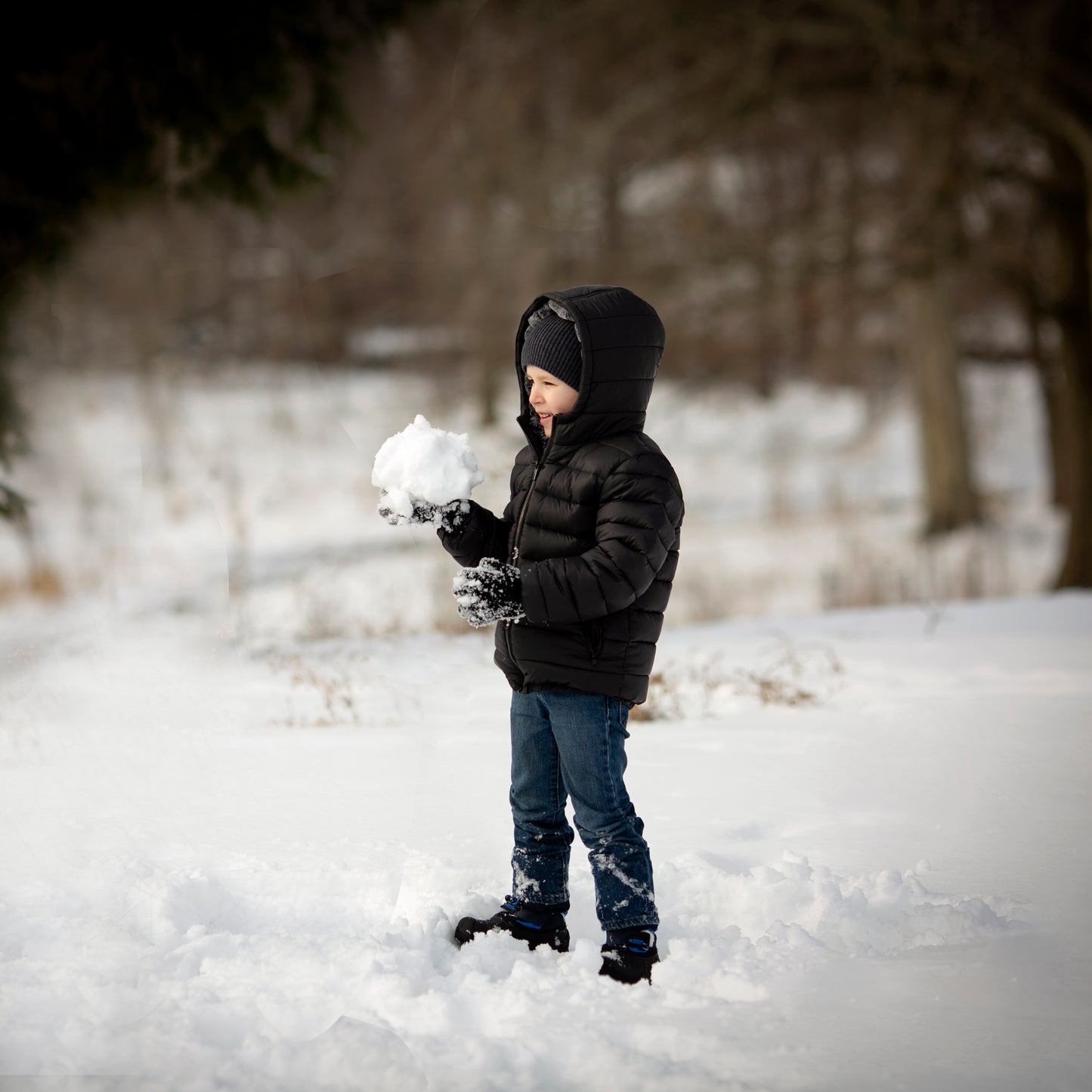 Boys Black Basic Classic Puffer Coat