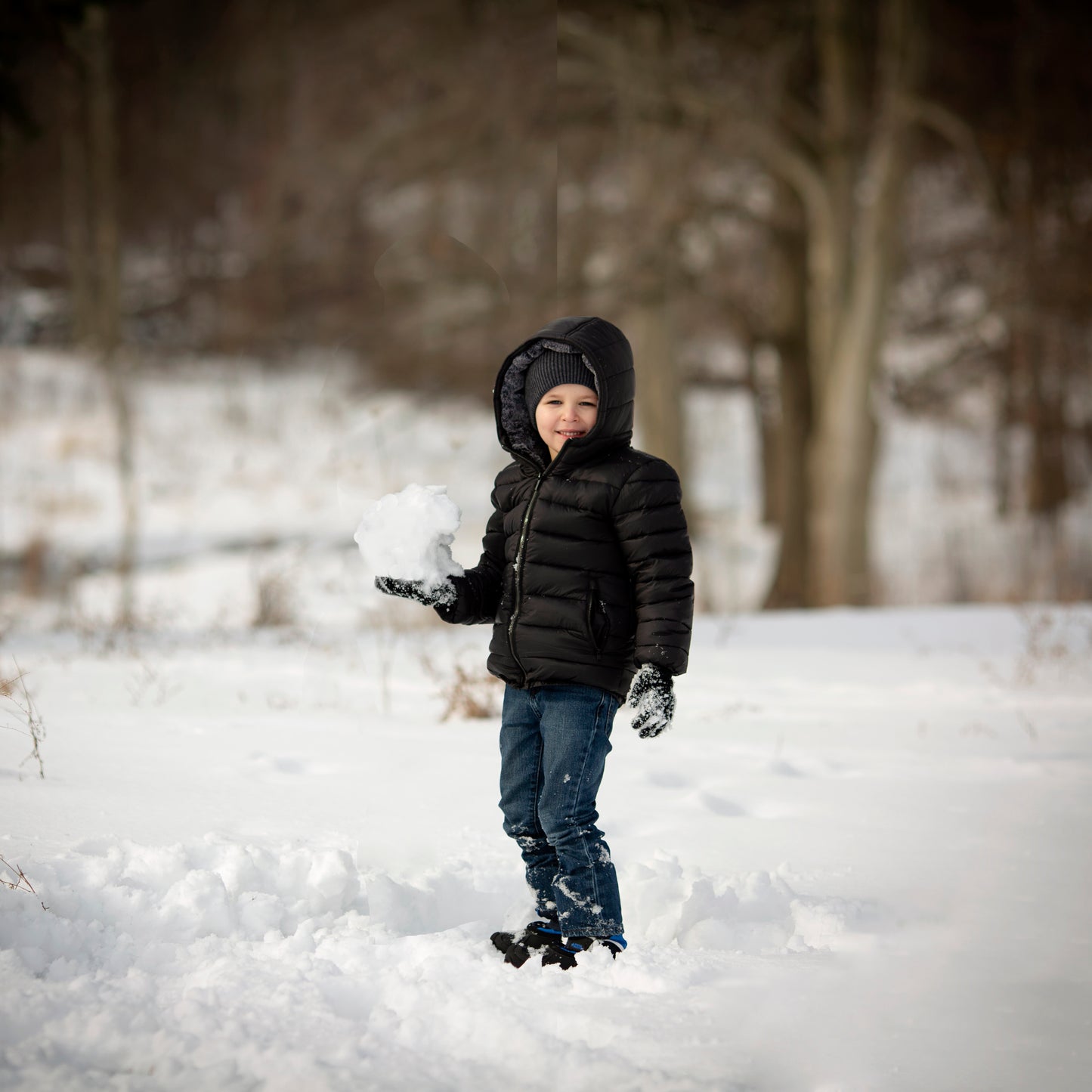 Boys Black Basic Classic Puffer Coat