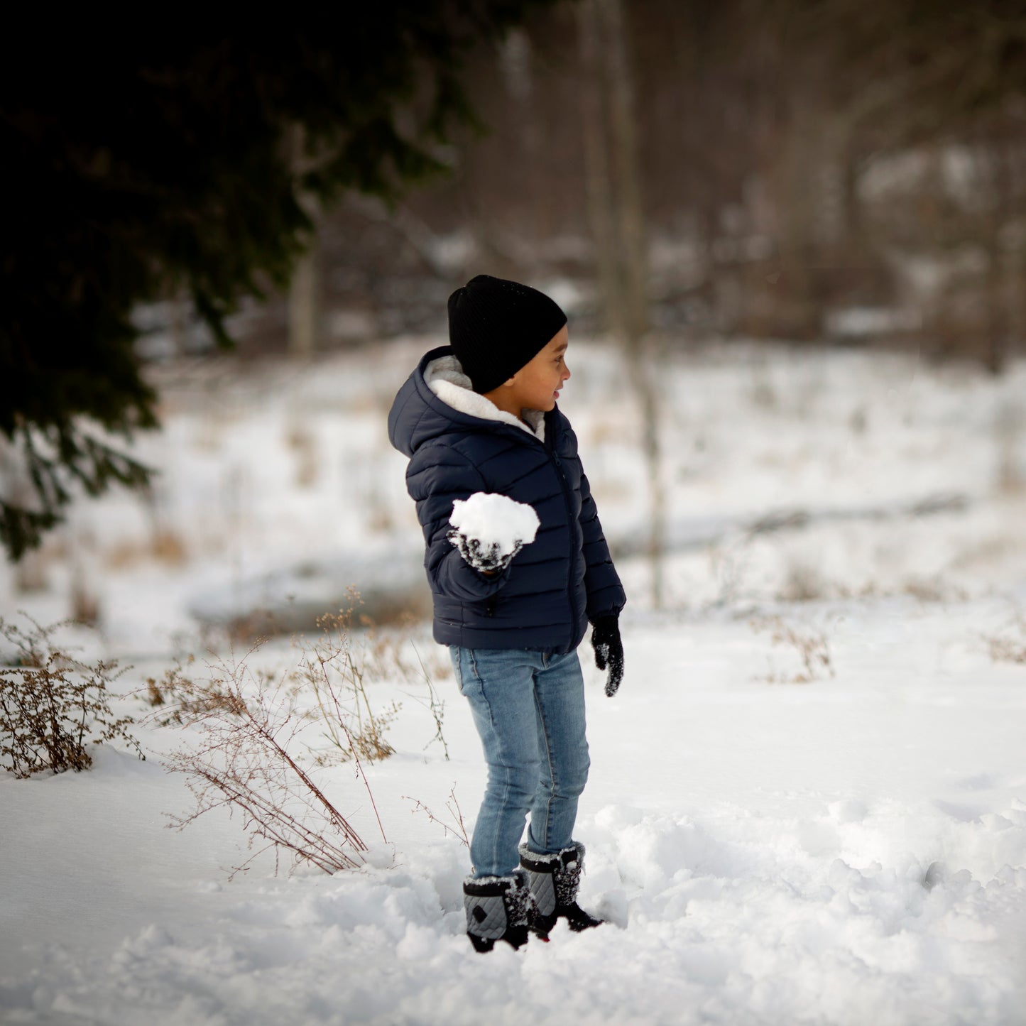 Boys Navy Basic Classic Puffer Coat